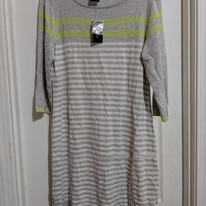 Gray and Green Striped Dress